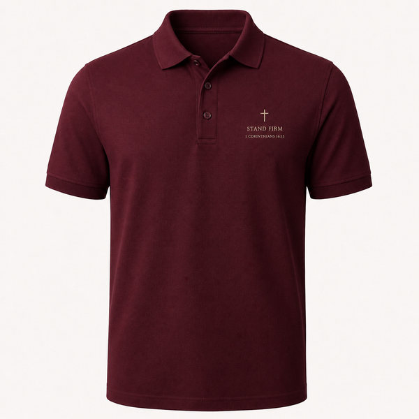 Stand Firm Embroidered Polo – 1 Corinthians 16:13